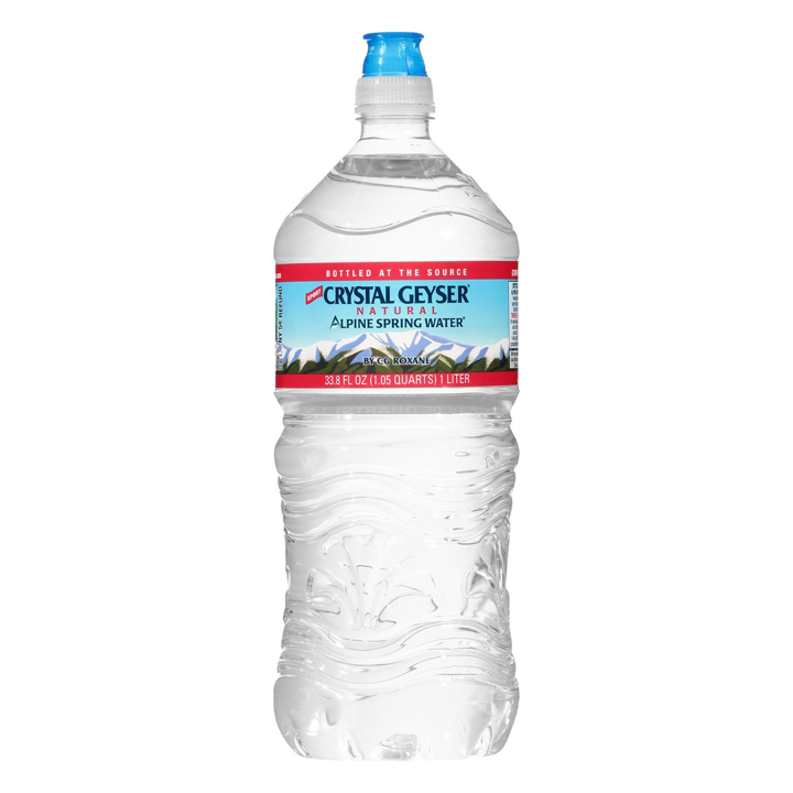 RTD: Water: Crystal Geyser: 1 liter Sports Cap (15pk)