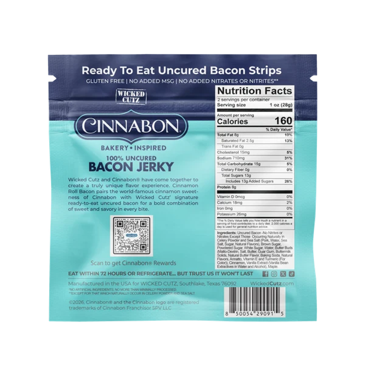 Wicked Cutz: Bacon Jerky: Cinnabon (10pk)