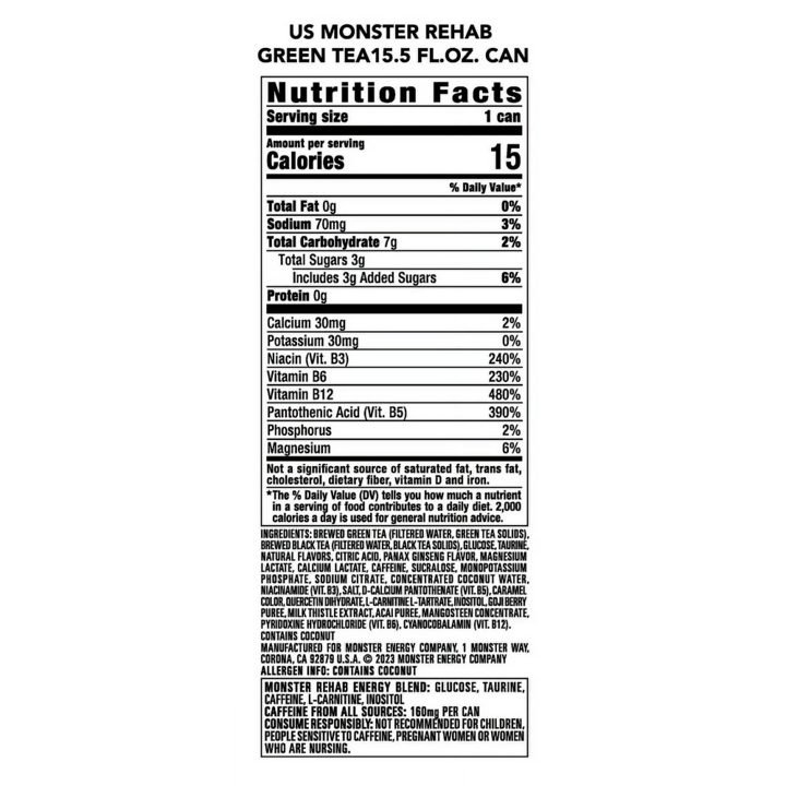 RTD: Monster Rehab: Green Tea (16oz/24pk)