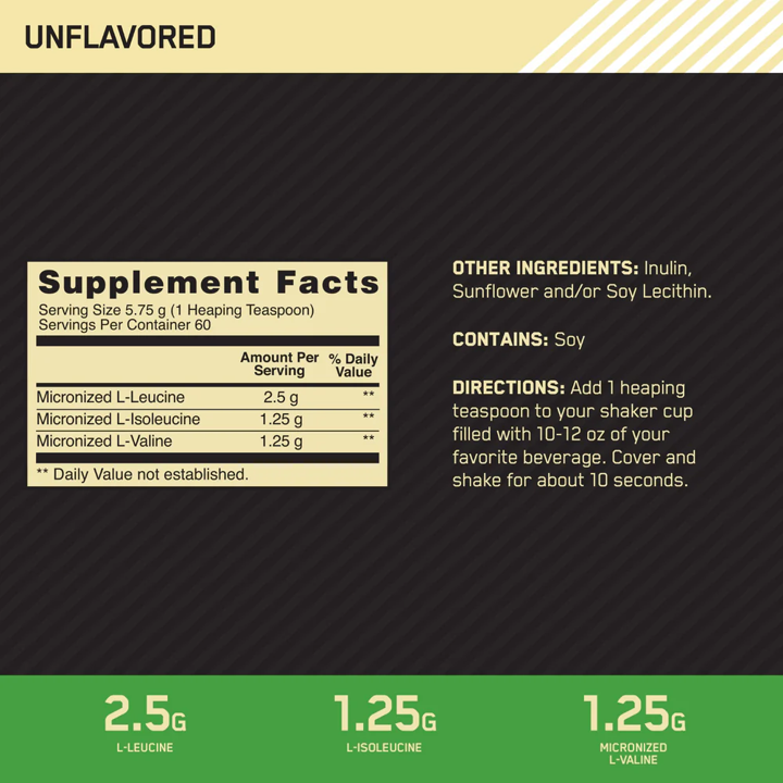 Optimum: BCAA 5000 Powder: Unflavored (345g)