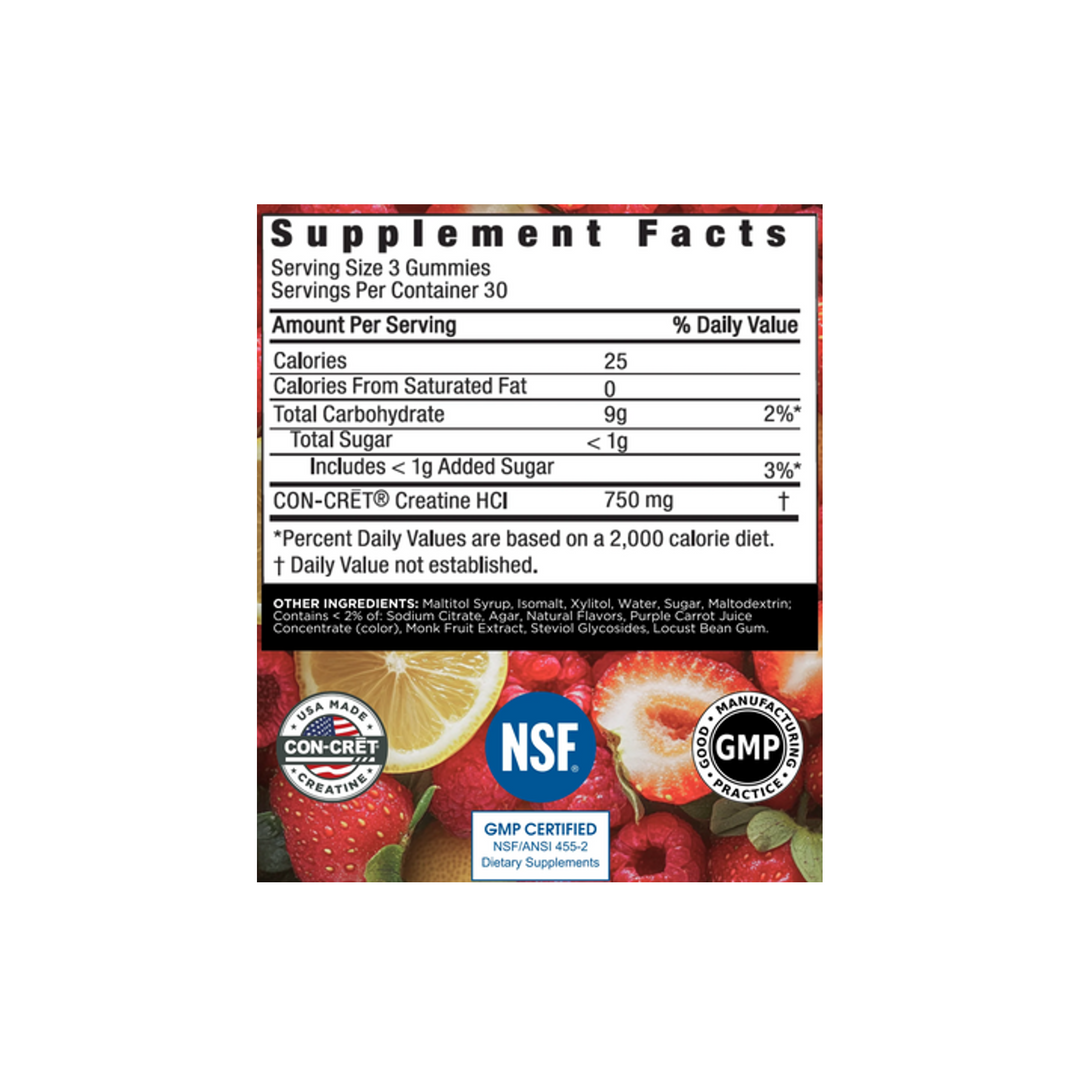 Con-Cret: Creatine HCL: Gummies Berry Zing (90)