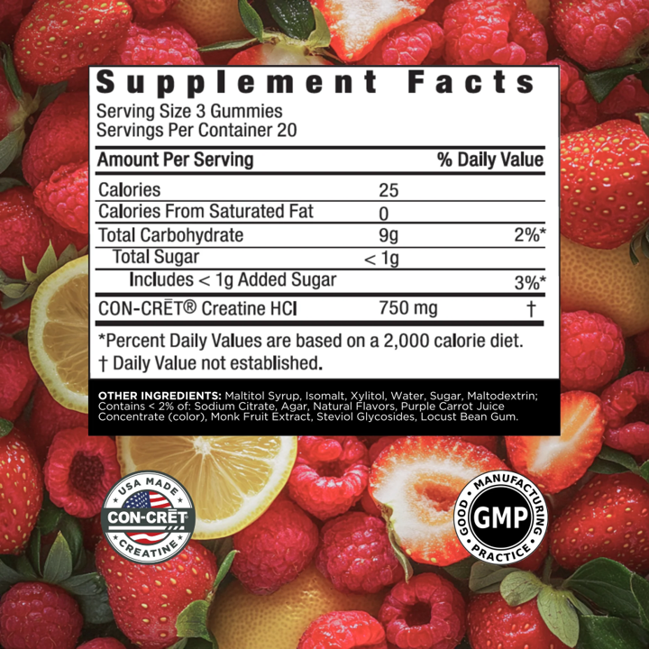Con-Cret: Creatine HCL: Gummies Berry Zing (60)
