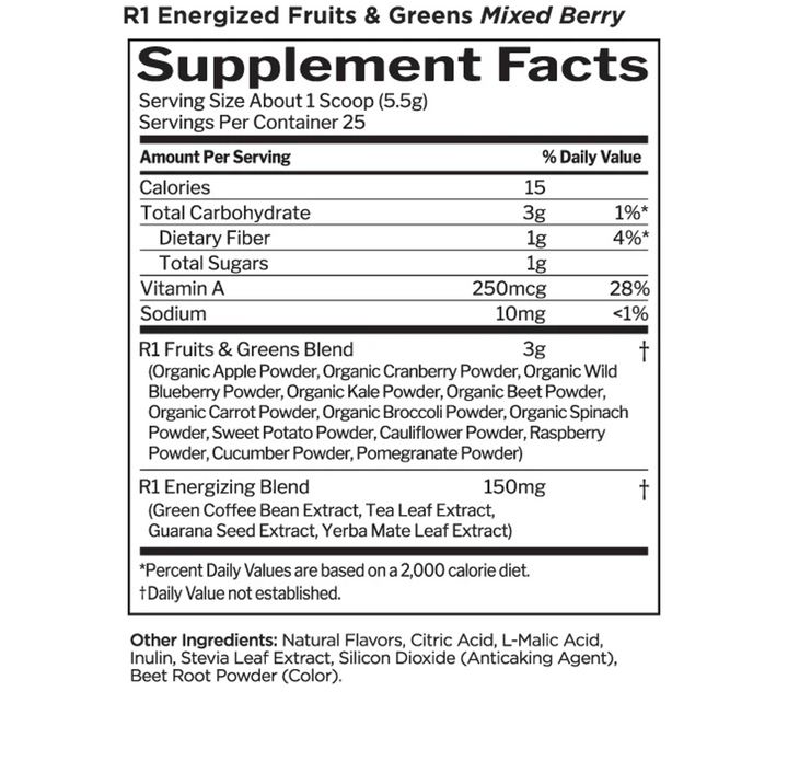 Rule One: R1 Fruits & Greens Energized: 25 srv Berry