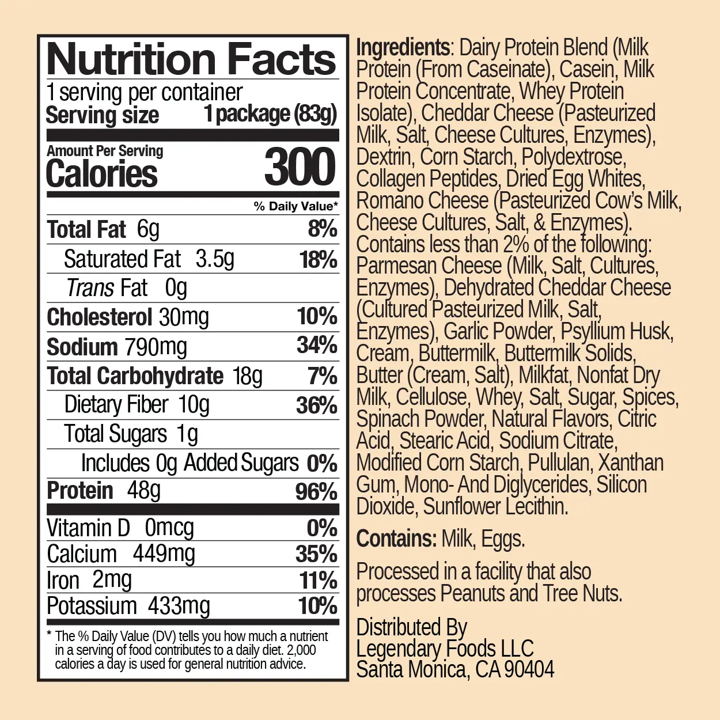 Snack: Legendary Protein Pasta: 47g Garlic Parmesan (6pk)
