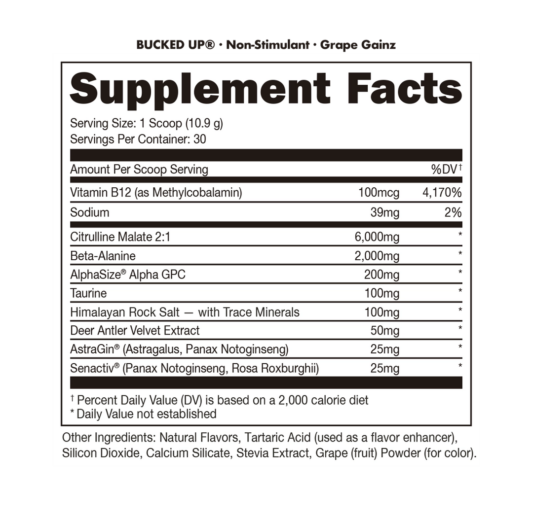 DAS Labs: Bucked Up Stim Free (10.5oz)