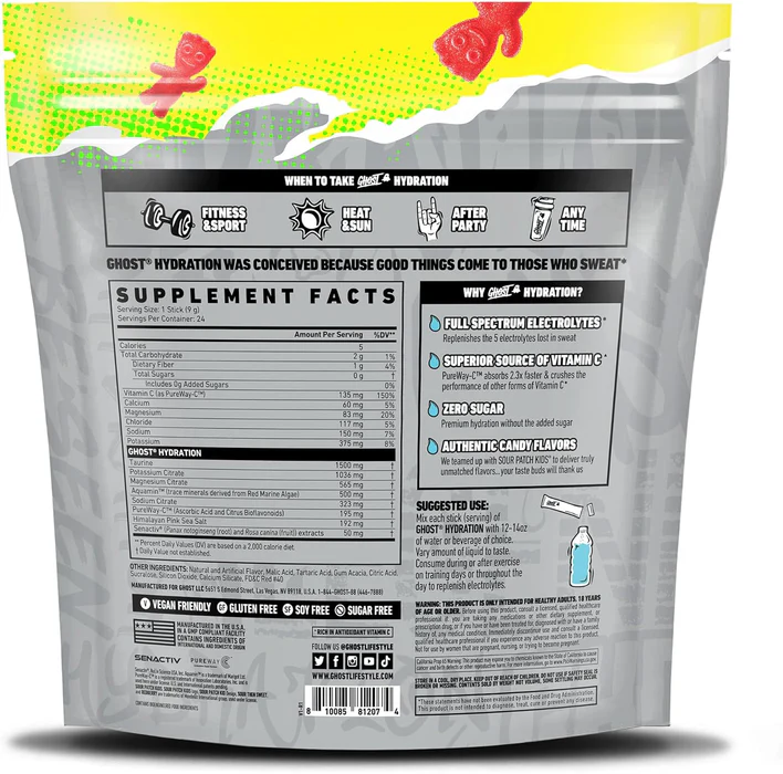 Ghost: Hydration: Sour Patch Blue Rasp (24pk sticks)